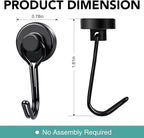 MIKEDE Magnetic Hooks, 40Lbs Heavy Duty Neodymium Magnet Hooks Black Magnets with Swivel Hooks for Hanging, Rust Proof Strong Magnets Hook, Magnetic Metal Hanger for Fridge, Storage, 6 Pack