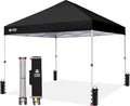CROWN SHADES 8x8 Pop Up Canopy, Patented Center Lock One Push Instant Popup Outdoor Canopy Tent, Newly Designed Storage Bag, 8 Stakes, 4 Ropes, Silver-Coated Black
