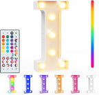Pooqla Colorful Light Up Letters with Remote, Upgraded 35 Colors LED Marquee Letters, RGB Lighted Letter for Girls Teenager Gift, Birthday, Party, Wedding, Night Light, Room, Bedroom Decor, Letter I