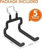 LIGHT DUST Utility Heavy Duty Pegboard Hooks - 5Pack Peg Board Accessories for Hanging Tools Fit 1/8" 1/4" Peg Holes - Pegboard Organizer Large Tool Holders for Garage Workshop Shed
