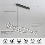 Modern Chandelier, Linear Pendant Light LED Dimmable Hanging Light Fixture, 3000K-6500K with Remote Control (Black, 47IN)