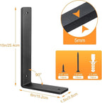 Floating Shelf Bracket 10 Inch, 4 Pack Heavy Duty Shelf Brackets, Black Wall Shelf Bracket for DIY Decorative with Mounting Hardware