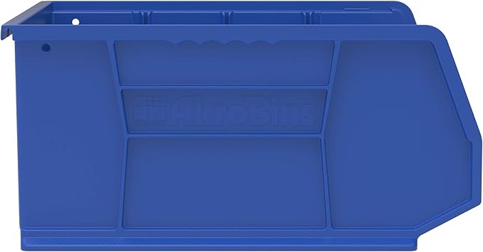 Akro-Mils 30250 AkroBins Plastic Storage Bins, Space-Saving Stackable Bins for Garage, Pantry, Craft Organization, 15-Inch x 16-Inch x 7-Inch, Blue, 6-Pack
