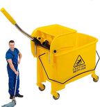 Commercial Mop Bucket with Wheels, 20 Quart Side Press Wringer Combo Mop Bucket with Wringer Combo for Home Hotel Restaurant