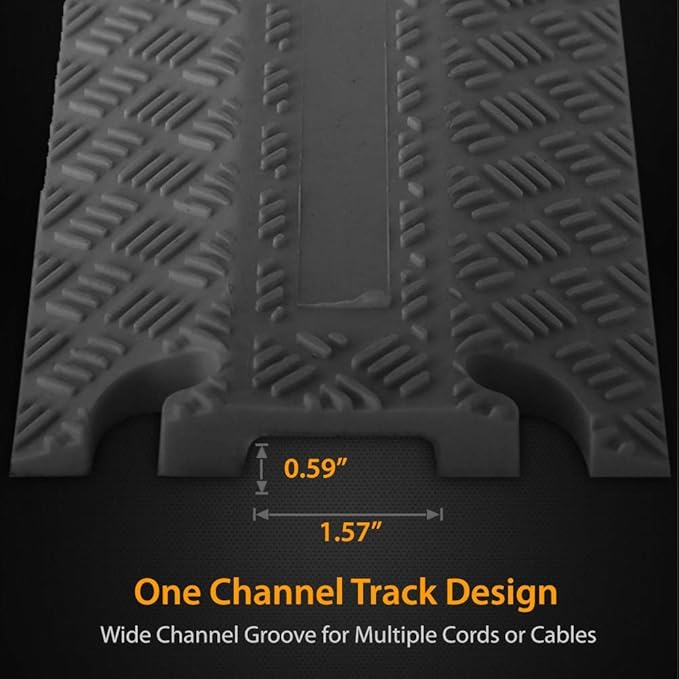 Pyle Durable Cable Protection Ramp Cover - Supports 11000lbs Single Channel Heavy Duty Hose and Cord Track Floor Protection, 39.4” x 5.11” x 0.78” Cable Concealer for Indoor Outdoor Use PCBLCO101BK