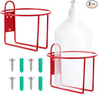 Hicarer 2 Pcs One Gallon Jug Storage Rack Wall Mounted Heavy Duty Steel Wall Rack for 1 Gallon Bottle Round Water Jug Holder with Hardware Hand Sanitizer 6-3/4" W x 5" H x 6-1/2" D (Red)