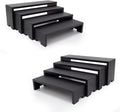 Large Display Wood Risers Wooden Stand 4 Tier Wood Racks, 2 Set 8 Pieces Cupcake Stands Cologne Perfume Organizer Dessert Stands for Vendors Event Black