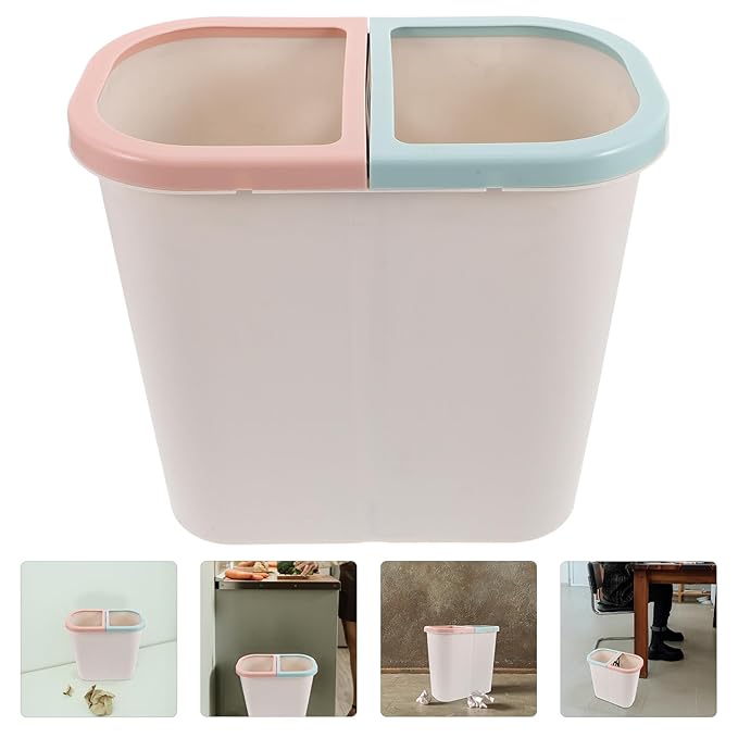 Dry Wet Separation Kitchen Garbage Can Narrow Dual Compartment Trash Bin for Home Office Compact Space-Saving Wastebasket Efficient Sorting for Bathroom and Kitchen