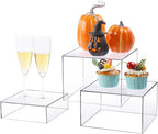 Risers Display Stands, Buffet Riser, Cubes Acrylic Display Box, Food Display Risers for Party, Acrylic Retail Display Stand, Nesting Showcase Display Riser, Craft Show Display Stand (3PCS-Clear)