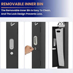 Commercial Standing Trash Can, Outdoor Trash Bin with Lock & Removable Inner Bucket Outside Receptacle Stainless Steel Garbage Can Container for Hotels Restaurants Bars Office Park Street