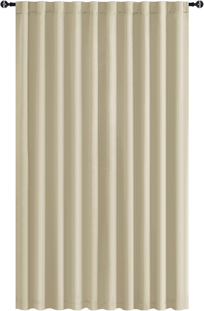 Hiasan Room Divider Curtains Patio Sliding Door Blackout Curtain Privacy Room Thermal Insulated Noise Reduction Panel with Back Tab & Rod Pocket for Bedroom Partition(80 x 84 Inches, Light Beige)
