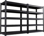 2 Pack Garage Shelving Heavy Duty Storage Shelves 3000LBS Adjustable Garage Shelves 5 Tier Metal Shelving Unit Utility Rack Shelf for Storage Kitchen Warehouse Pantry, 72 "H x 45.7 "W x 19.7" D