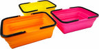 SAMMART Collapsible Basket with Handle 8L (2.1 Gallon)- Portable Outdoor Picnic Basket/Crate - Foldable Basin for Washing Dishes,Camping,Hiking (Golden Yellow+Mandrain Red+Rose Pink (Set of 3))