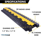 Kable Kontrol Atlas Heavy Duty Cable Protector Ramp - 1 Channel Bulk Wholesale Pallet - 70 Pcs - 39" Long Black & Yellow - 24,000 Lbs Capacity - Rubber Speed Bump Wire Protector Cord Cover - CP9896