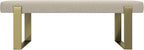 VANT Upholstered Bed Bench - Faux Merino Wool Camel - Burnished Brass - Contemporary Modern, Bedroom Bench Seat, Hallway, or Entryway