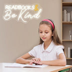 Read Books and Be Kind Neon Sign Letter LED Neon Lights Dimmable USB Powered Neon Light Student LED Neon Light for Classroom Bookstore Library Museum Study Room 19"x9.6"