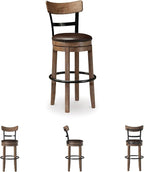 Signature Design by Ashley Pinnadel 30" Modern Swivel Pub Height Barstool, Light Brown