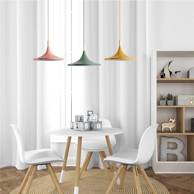 KCO Lighting Nordic Modern Macaron Pendant Light 3-Pack Farmhouse Barn Pendant Light Colorful Pendant Lighting Kitchen Island Lights Ceiling Hanging Over Island (Big)