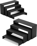 Black Matte Metal Display Stand,8 Pcs 2 Set Display Risers, Metal Rectangular Display Shelf for Showcase, Dessert, Toys, Perfume (8Pcs-Black, L7“x8”x9)