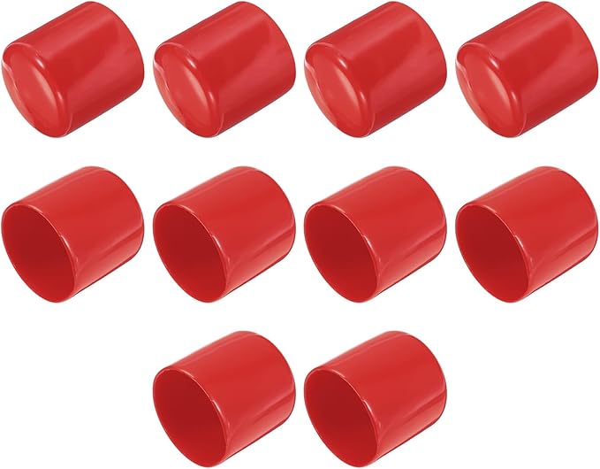 uxcell 10pcs Rubber End Caps 31mm(1.2") ID Vinyl Round End Cap Cover Screw Thread Protectors Red