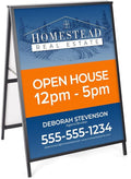 Black Finish Steel Sidewalk Sign Frame, 30-3/8 x 43 x 25-1/4-Inch, Double-Sided, A-Frame Style, for Outdoor Use