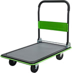 660lbs Large Size Heavy Duty Green Flatbed Cart, Folding Platform Hand Truck with 360° Swivel Silent Wheels, Steel Push Dolly for Warehouse & Moving