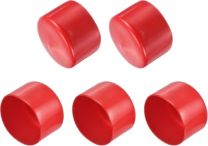 uxcell 5pcs Rubber End Caps 3 1/8"(80mm) ID Vinyl PVC Round Tube Bolt Cap Cover Screw Thread Protectors Red