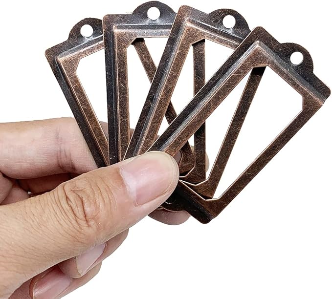 [32 Pack] Antique Copper Office Library File Drawer Cabinet Card Tag Label Holder Metal Frame 70mm x 33mm