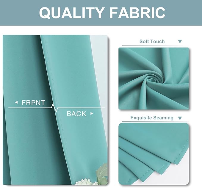 ChrisDowa Blackout Curtains 70 inches Wide for Bedroom - Extra Wide Grommet Thermal Insulated Room Darkening Curtains for Living Room (1 Panel, Aqua, 70 x 84 Inch)