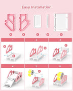 MUNBYN Label Holder for Rolls and Fan-Fold Labels, Thermal Sticker Roll Holder for Desktop Thermal Printer Shipping Supplies Industrial Paper, Pink