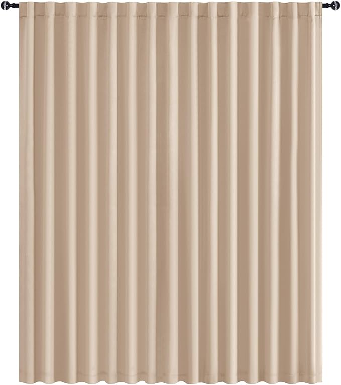 Hiasan Privacy Room Divider Patio Sliding Door Curtain Extra Wide Blackout Thermal Insulated Curtains with Back Tab & Rod Pocket for Bedroom Partition Living Room (120 x 96 Inches, Beige)