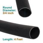 3/4 inch (Diameter) 3:1 Waterproof Heat Shrink Tubing Kit, Large Marine Dual Wall Adhesive Shrinkable Wire Wrap Tube, Insulation Sealing Wear-Resistant Cable Protector by YUKSY (4ft, Black)