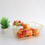 4 Pack Gold Wire Baskets for Organizing Office Wire Storage Basket Gold Metal Storage Baskets for Kitchen Cabinets, Bathroom, Countertop