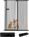 Lumizone Extra Tall Cat Gate 61.02" High Pressure Mounted Extra Wide 2025 New (17 Sizes) 1.37" Gap No Drilling Auto-Close One-Handed Operation Tall Pet Gate for Dogs(Black, 61.02" H x 46.65"-50.97" W)