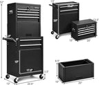 Goplus Tool Chest, 3-in-1 Rolling 6 Drawers Tool Cabinet with Detachable Top Toolbox, Middle Tool Storage, Universal Lockable Wheels, Protective Liner, Auto Lock, Metal Tool Box for Garage Workshop