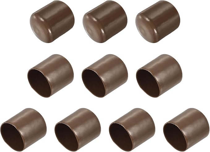 uxcell 10pcs Rubber End Caps 31mm(1 1/4") ID Vinyl Round End Cap Cover Screw Thread Protectors Brown