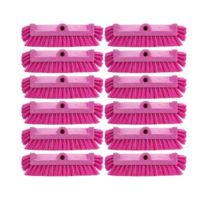 SPARTA Multi-Level Tile Scrub Brush 12" Wide Brush Head, Heavy-Duty Tile Cleaning Brush with End Bristles for Commercial Tiles, Tubs and Floor, Plastic, 12 Inches, Pink, (Pack of 12)