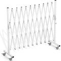 Expandable Barricade Gate,129” Metal Safety Barrier Gate with Casters,Accordion Garden Yard Outdoor Indoor Fence Folding Security Dog Gates Wall Mount,White