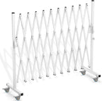Expandable Barricade Gate,129” Metal Safety Barrier Gate with Casters,Accordion Garden Yard Outdoor Indoor Fence Folding Security Dog Gates Wall Mount,White
