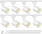 VANoopee 8-Light LED Track Lighting Kit with 6.6FT H Type Track Rails, Dimmable Track Light Heads Bright Ceiling Spotlight Fixture for Kitchen Accent Art, 3000K Warm White, No Flicker 10W 800lm White