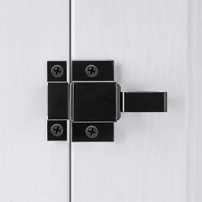 6 Packs Self-Closing Latches, Black Spring Door Lock, Aluminum Alloy Automatic Gate Latch with Spring Loaded Pin, Security Window & Cabinet Lock