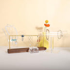 GemeShou wooden earring holder organizer for girls, walnut stud earring display stand for boutique store, jewelry storage organizer shelf【Walnut stand-One Tier】
