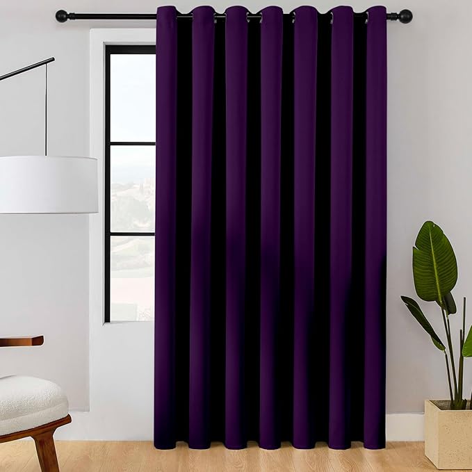 ChrisDowa Room Divider Curtain 84 Inches Long, Wide Blackout Sliding Door Curtain for Bedroom, Room Darkening Privacy Window Curtain for Patio Door (1 Panel Set, Royal Purple, 100 x 84 Inch)