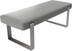VANT Upholstered Bed Bench - Vintage Leather Light Grey - Brushed Nickel - Contemporary Modern, Bedroom Bench Seat, Hallway, or Entryway