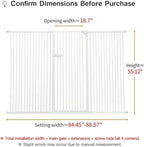 Lumizone Extra Tall Cat Gate 55.12" High Pressure Mounted Extra Wide 2025 New (17 Sizes) 1.37" Gap No Drilling Auto-Close One-Handed Operation Tall Pet Gate for Dogs(White, 55.12" H x 84.45"-88.57" W)