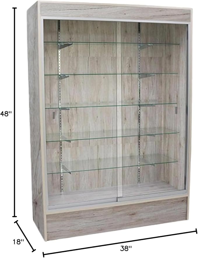 Only Hangers Barnwood Series Display Showcases and Retail Store Checkout Counters (Barnwood Wall Case with Lights, 4 Feet)