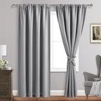 JIUZHEN Thermal Insulated Blackout Curtains - Room Darkening, Energy Saving & Noise Reducing, 52 x 84 Inch Length Curtains for Bedroom & Living Room, Silver Grey