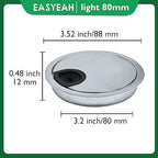 1 Pcs Desk Grommet 3-1/8" / 80 mm, Desk Cord Hole Cover, Cable Grommet Metal Zinc Alloy Materilal, Desk Hole Grommet for Home & Office Pc, Detachable Cable Cord Organizer-Bright Silver