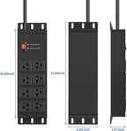 CCCEI Black Heavy Duty Power Strip Surge Protector 20 AMP, 8 Outlets 12 Gauge Industrial Shop Garage Metal Multiple Outlets, 4 FT Extension Cord 5-15P Adapter High Amp 6-20R T-Slot 20a for Appliance