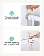 COMOMY 42" Extra Tall Baby Gate for Stairs Doorways, Fits Openings 29.5" to 40.6" Wide, Auto Close Sturdy Safety Dog Gate for House, Pressure Mounted Easy Walk Through Pet Gate with Door, White